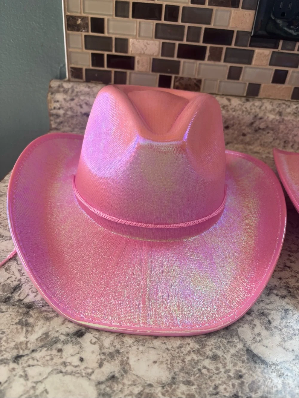 Unused pink shimmer cowboy hats